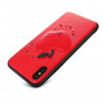 Wholesale iPhone X (Ten) Apple Design Studs Armor PU Leather Case (Red)